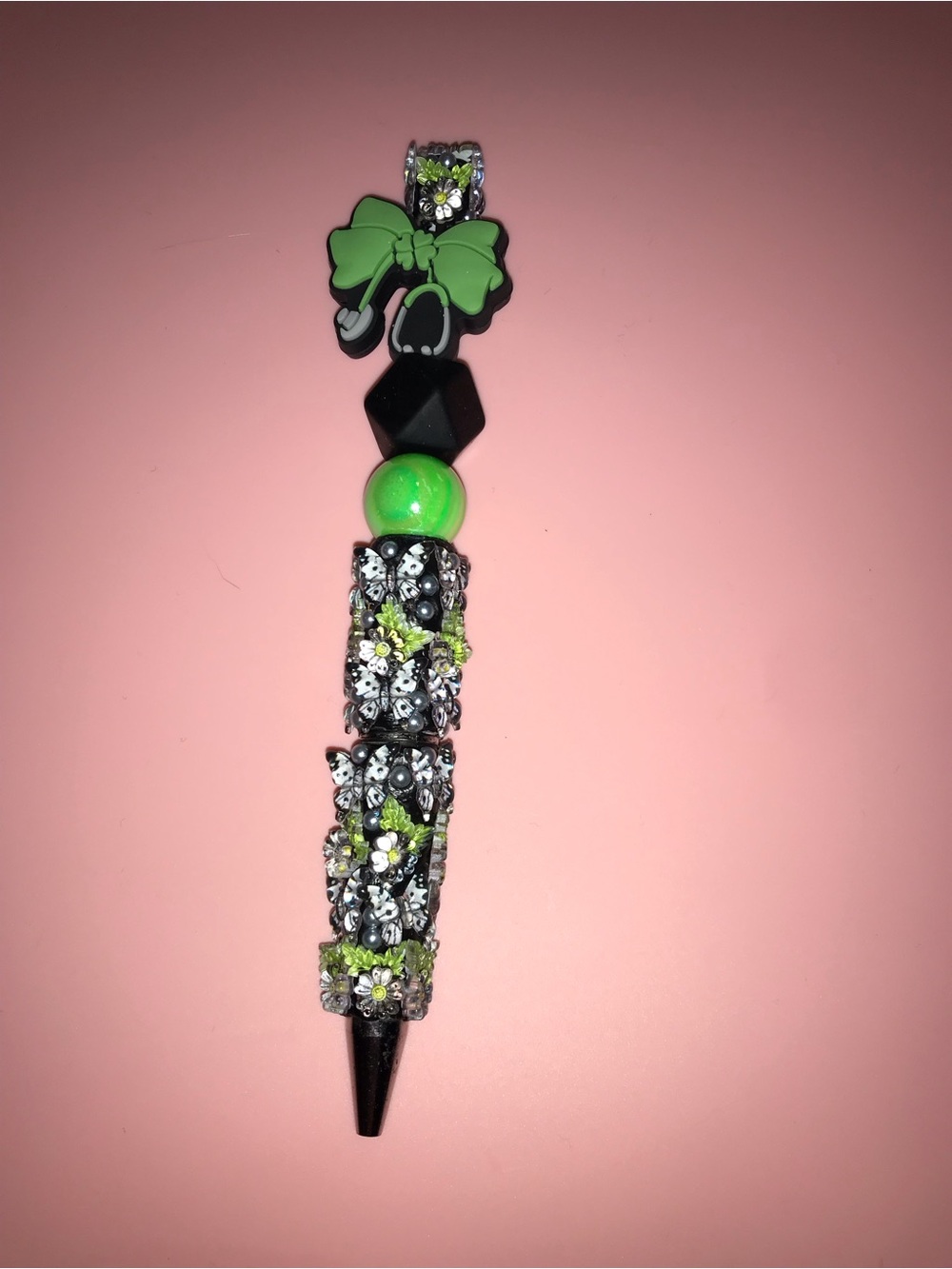 Green Bow Stethoscope Beaded Pen